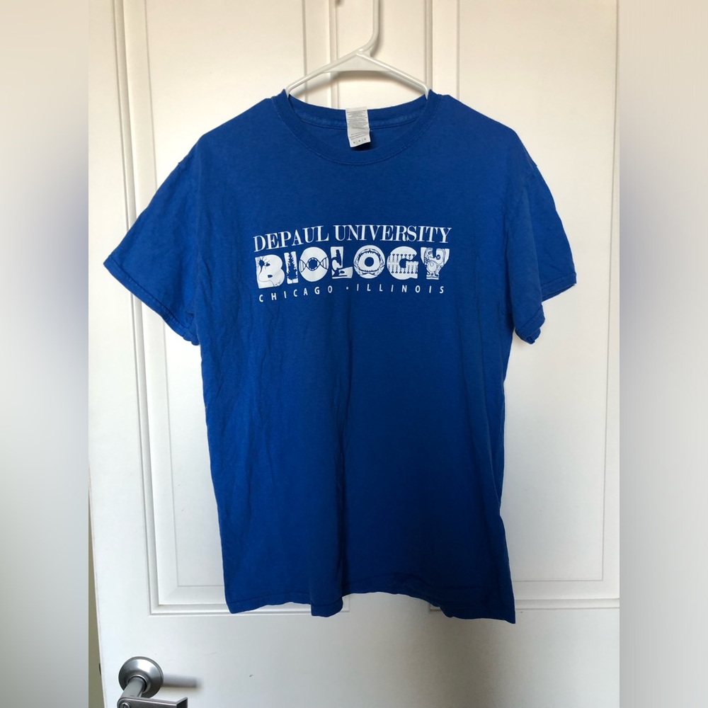 DePaul University Unisex Biology Blue Short Sleeve T‑Shirt Size Medium